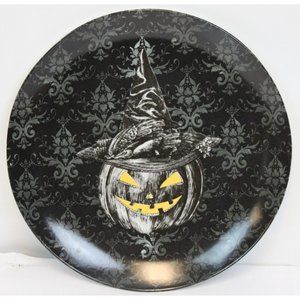 Harvest Green Studio Halloween Dinner Plate Witch Jack o Lantern Spooky Black